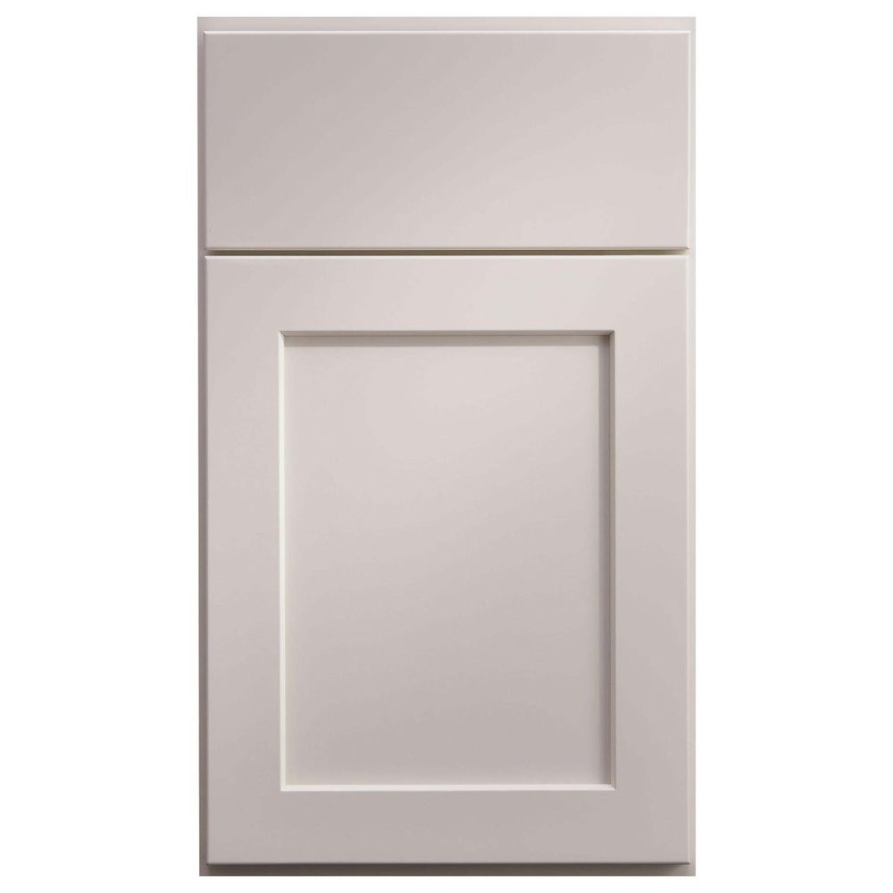 Crystal Danbury cabinet door in Frosty White on PGM