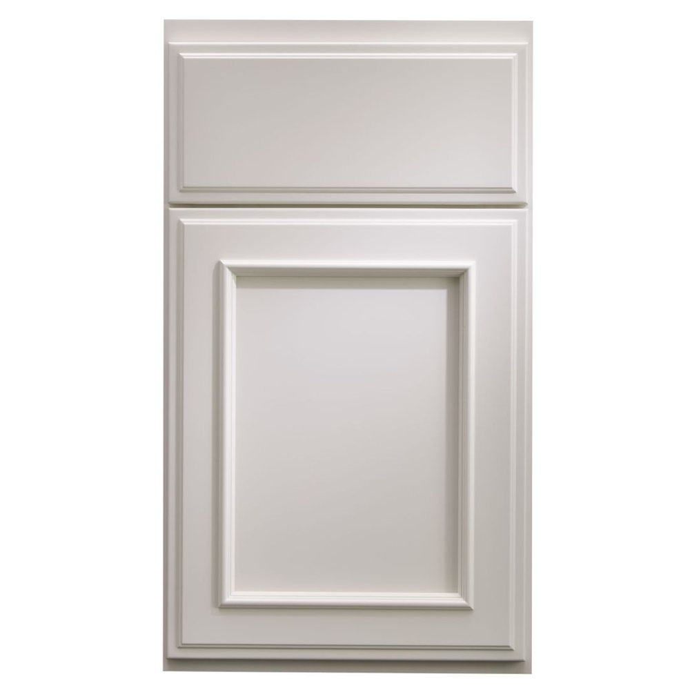 Crystal Greenfield cabinet door in Frosty White on PGM