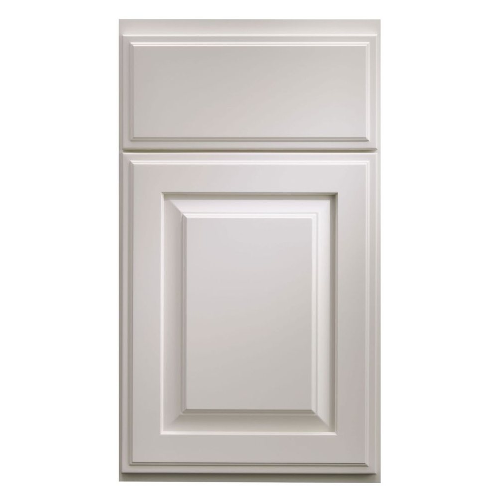 Crystal Woodbury Square cabinet door in Frosty White on PGM