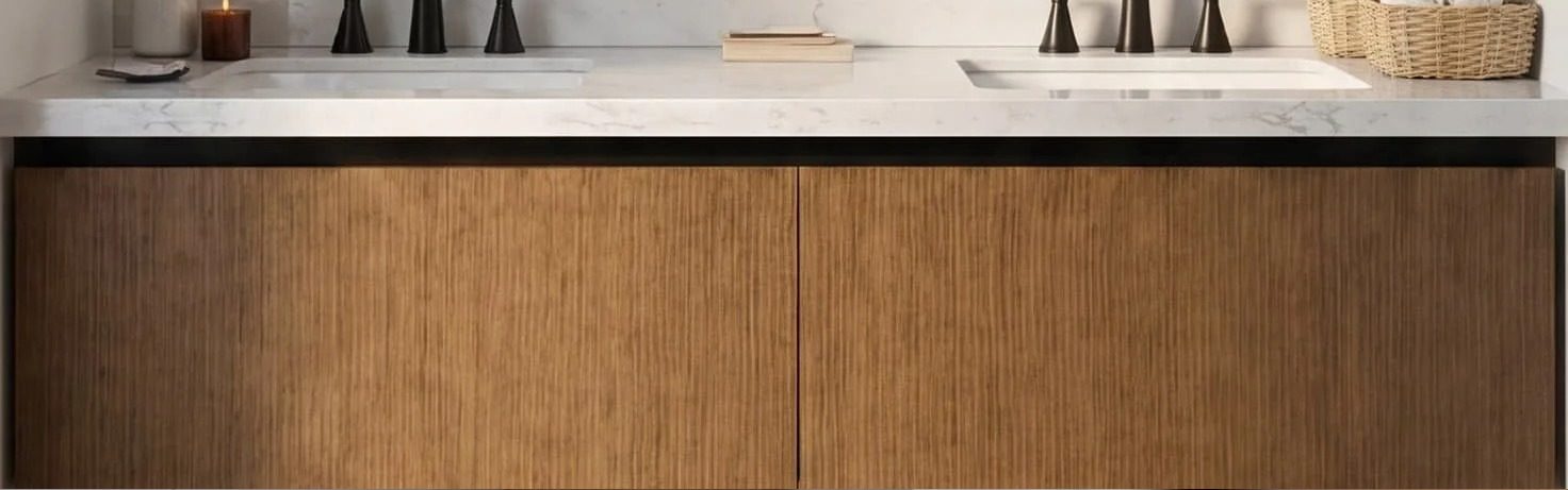 NOMA Reeded Vanity Front cabinet door — The reeded fronts, close up