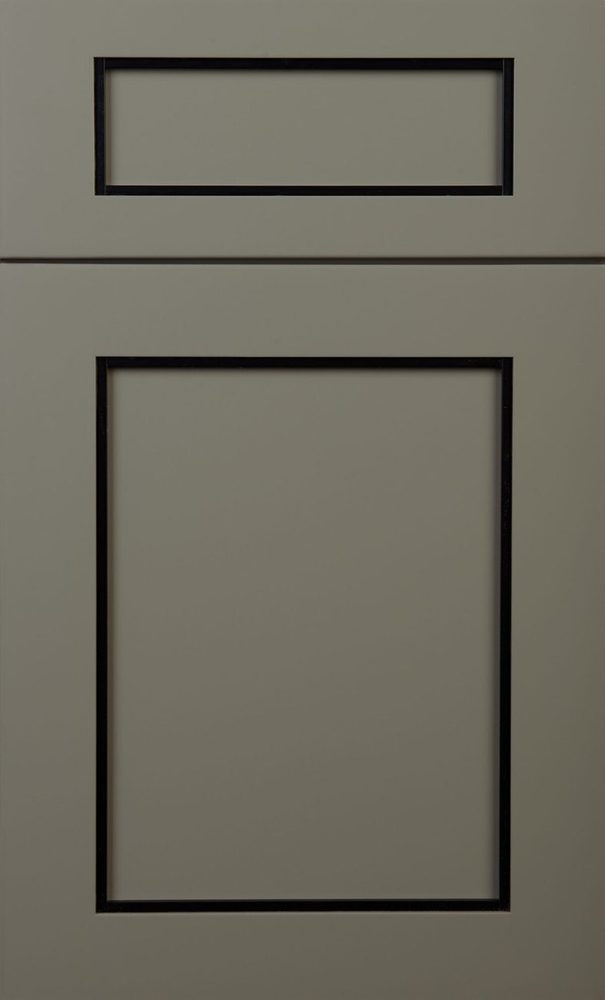 Plain & Fancy Abbey cabinet door — full overlay · Vista Gray · Black Wrought Iron