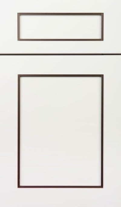 Plain & Fancy Abbey cabinet door in Celeste on paint grade maple