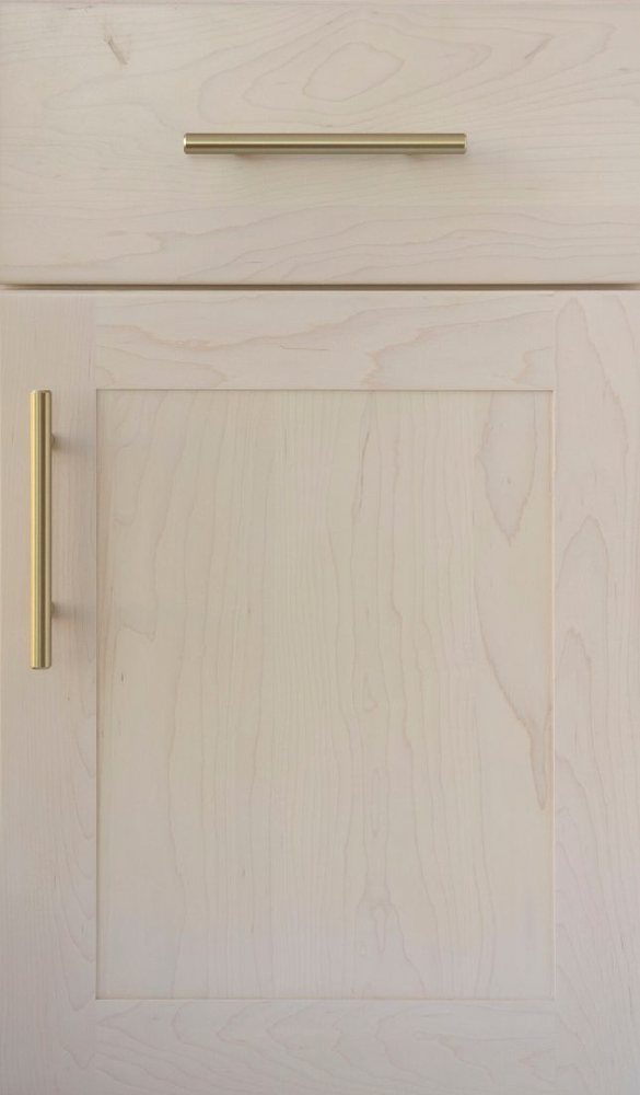 Plain & Fancy Foundry cabinet door in Hard Maple · full overlay · satin sheen · Pearl — photographed by Plain & Fancy