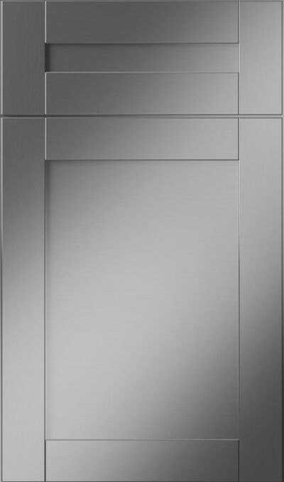 Plain & Fancy Key West cabinet door in Stainless Steel on metal