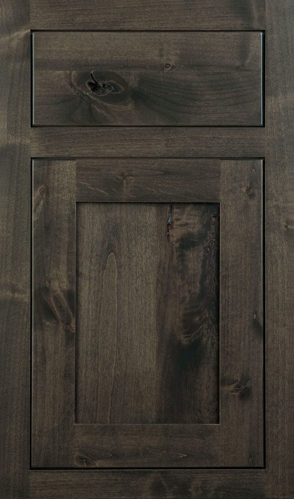 Plain & Fancy Quaker cabinet door — Knotty Alder · Tempest · flush inset