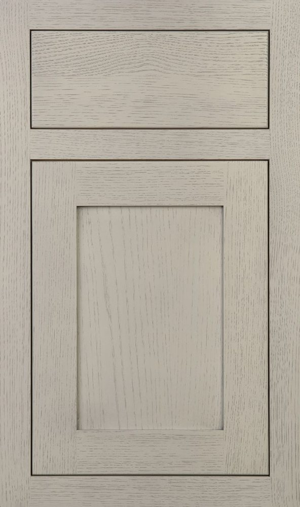 Plain & Fancy Quaker cabinet door in rift cut white oak · Alps · flush inset — photographed by Plain & Fancy