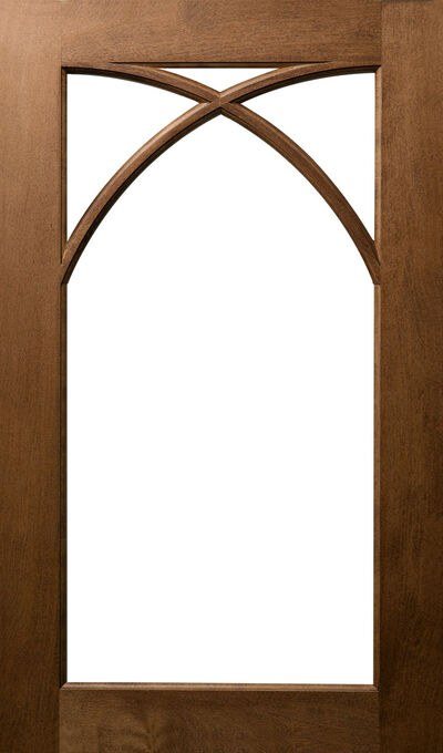 Plain & Fancy Single Arched 4-Lite Mullion cabinet door in Sienna on hard maple