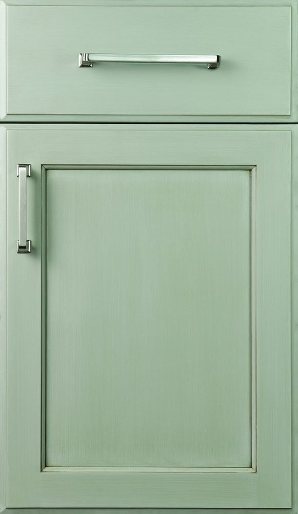 Plain & Fancy Vogue cabinet door — Maple · Mystic · Green · full overlay