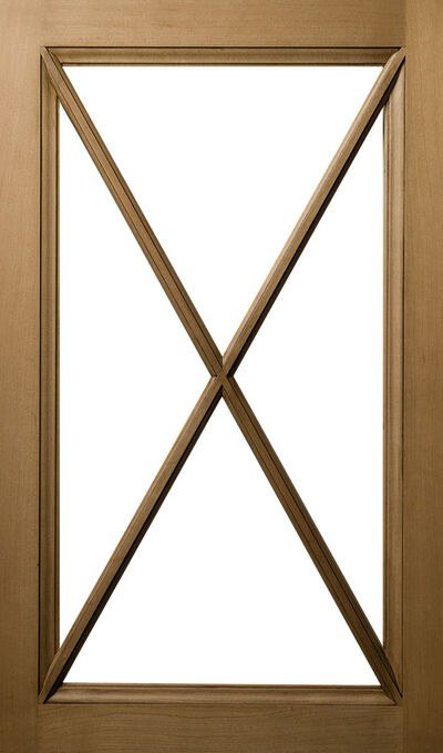 Plain & Fancy X 4-Lite Mullion cabinet door in Natural with Umber Glaze on hard maple