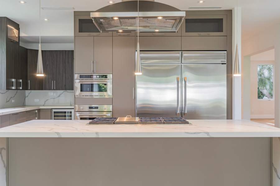 Adornus Alusso kitchen with marble-look counters — manufacturer photo