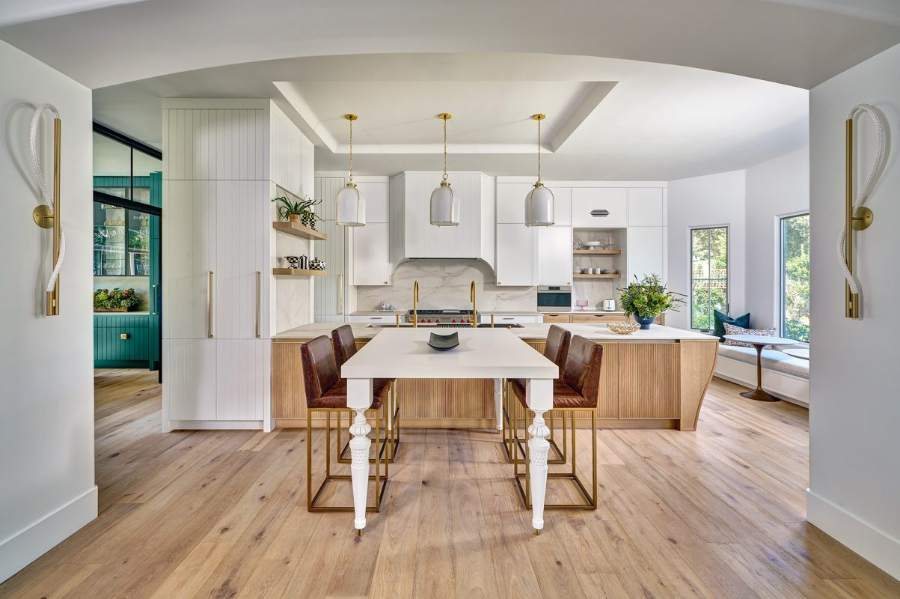 Crystal Cascade custom kerf door in Aged Cedar and hickory — Crystal Cabinets photo