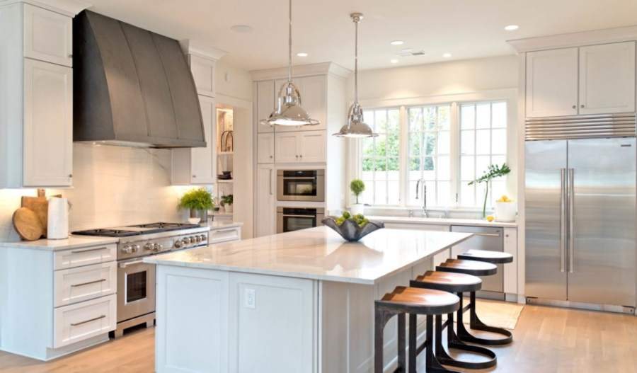 Maple Salem II in Bright White with a brushed grey glaze — Kith Kitchens photo