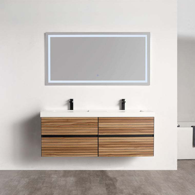 Blossom Annecy bathroom vanity, 60 inch, in Maple Strip