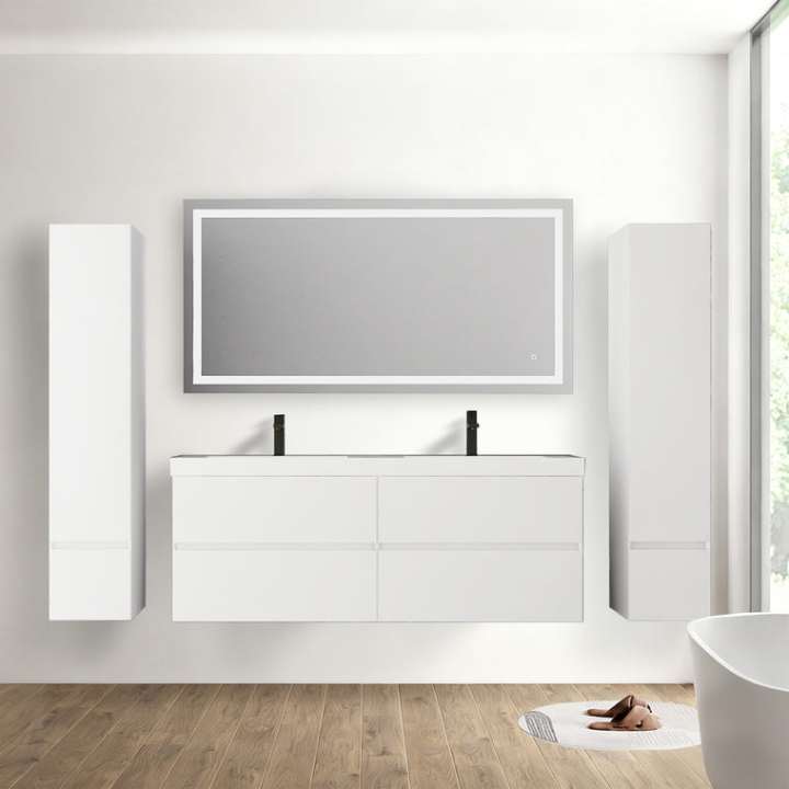 Blossom Assisi bathroom vanity, 60 inch, in Glossy White