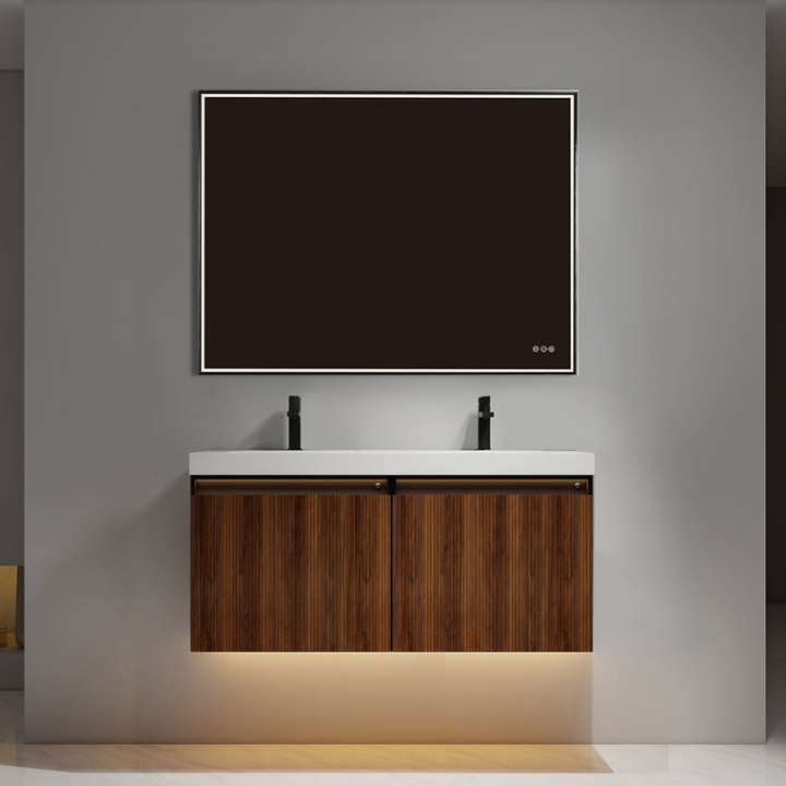 Blossom Lille bathroom vanity, 48 inch, in Brown Walnut Strip