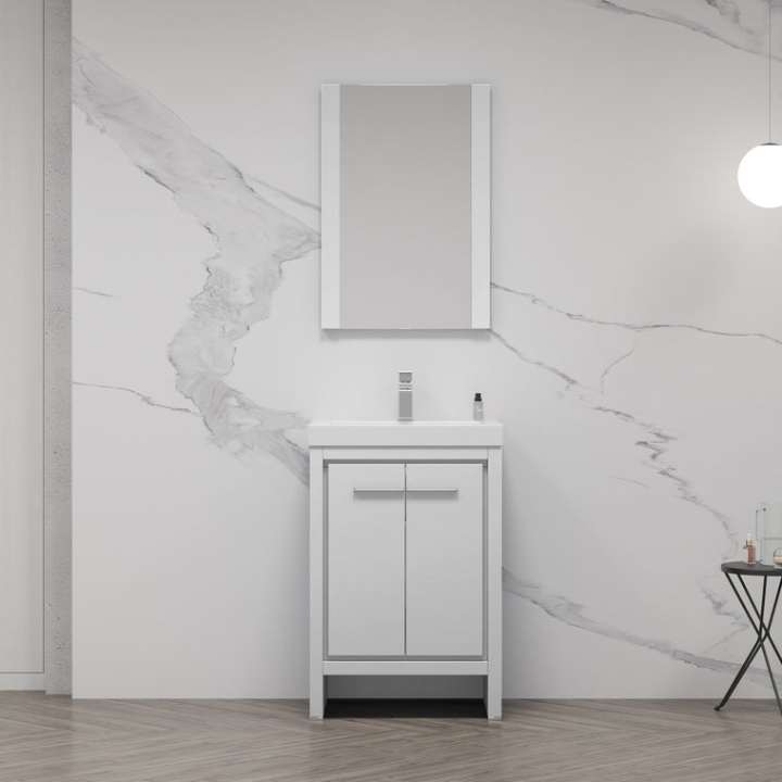 Blossom Milan bathroom vanity, 24 inch, in Glossy White
