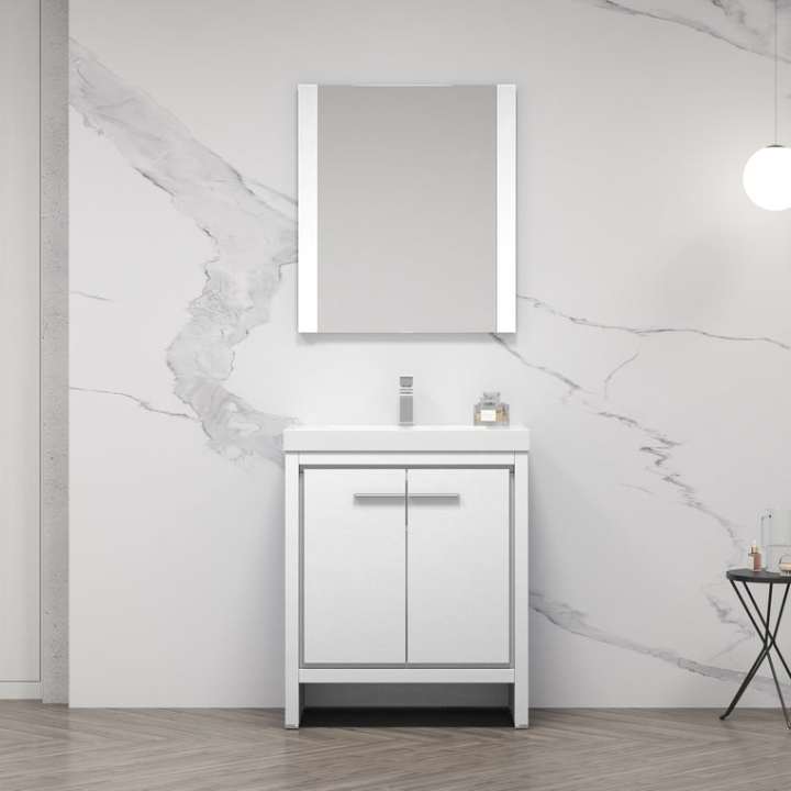 Blossom Milan bathroom vanity, 30 inch, in Glossy White