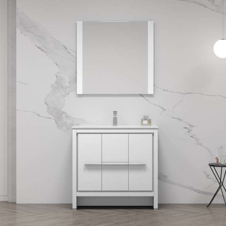 Blossom Milan bathroom vanity, 36 inch, in Glossy White