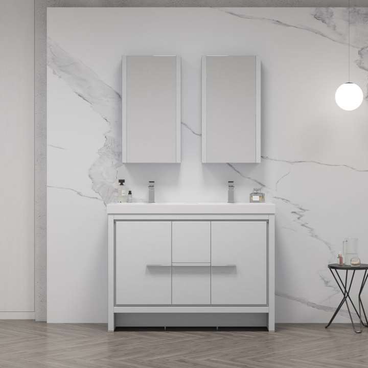 Blossom Milan bathroom vanity, 48 inch, in Glossy White