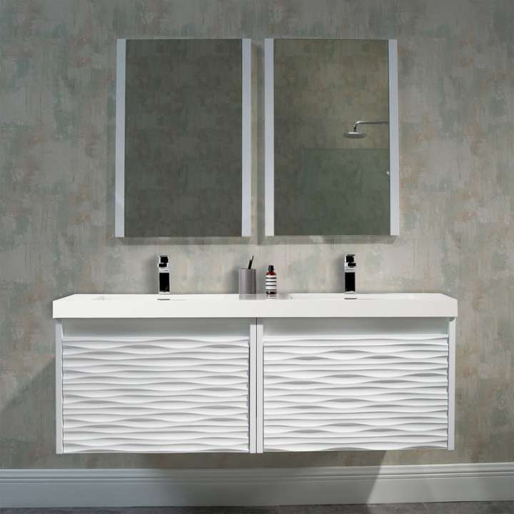 Blossom Paris bathroom vanity, 60 inch, in Glossy White