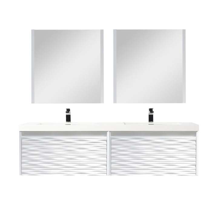 Blossom Paris bathroom vanity, 72 inch, in Glossy White