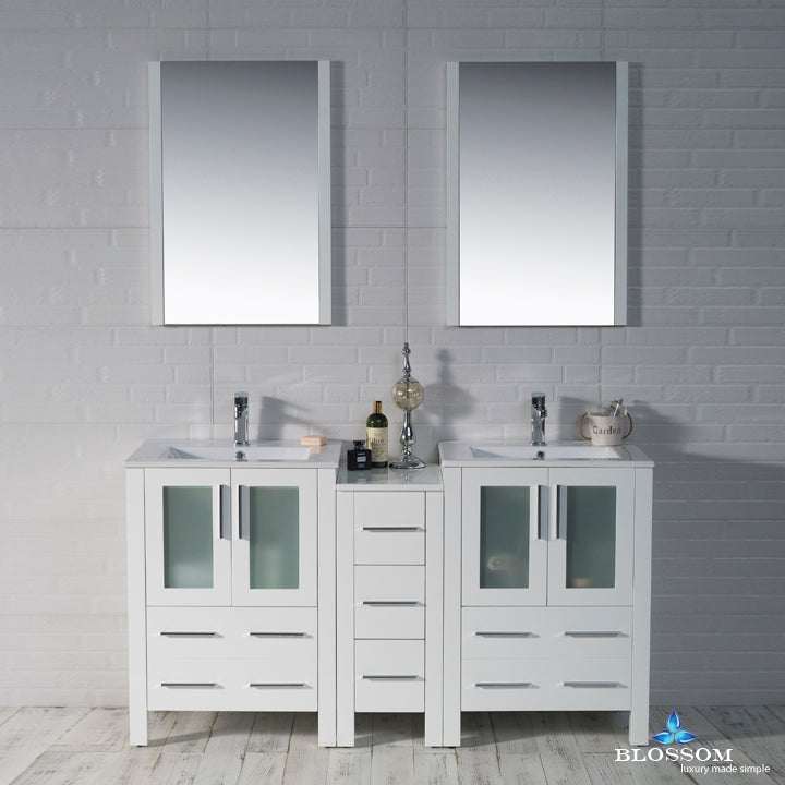 Blossom Sydney bathroom vanity, 60 inch, in Glossy White
