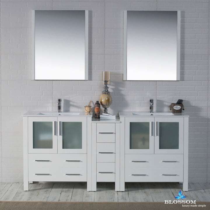 Blossom Sydney bathroom vanity, 72 inch, in Glossy White