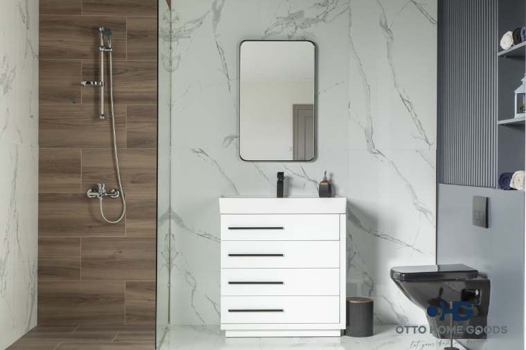 Otto Home Goods Adora vanity, 32 inch, in Bright White