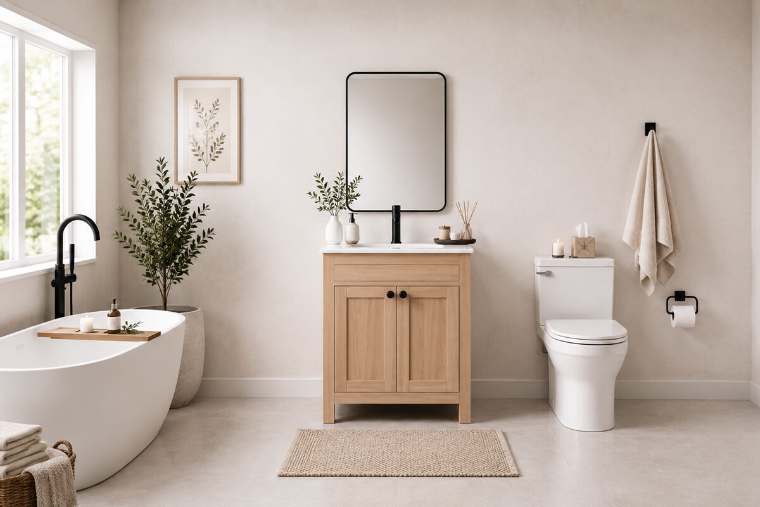 Otto Home Goods Aria vanity in Natural Oak, 24 inch