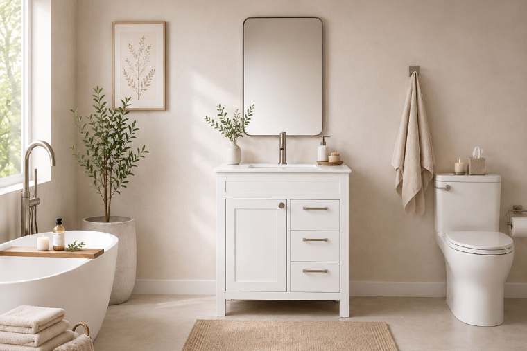Otto Home Goods Aria bathroom vanity, 30 inch, in White