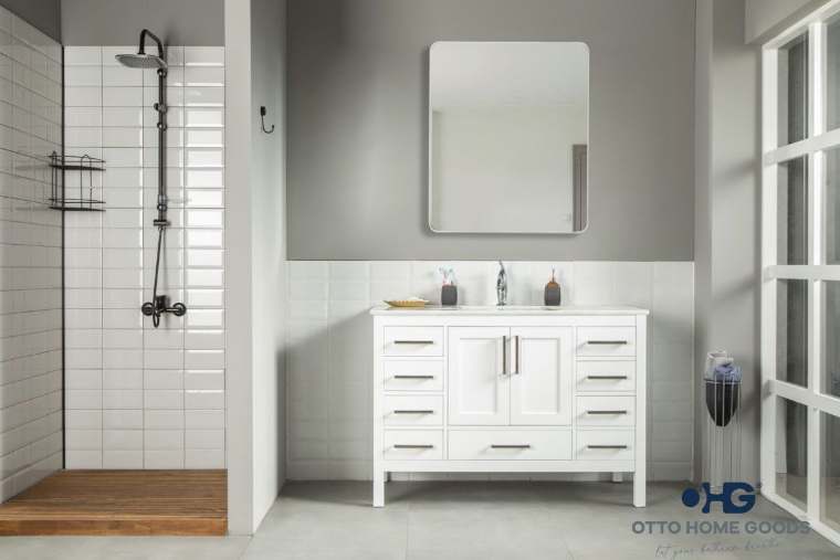 Otto Home Goods Ashley bathroom vanity, 48 inch, in White