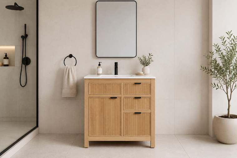 Otto Home Goods Catalina vanity in Natural Oak, 30 inch