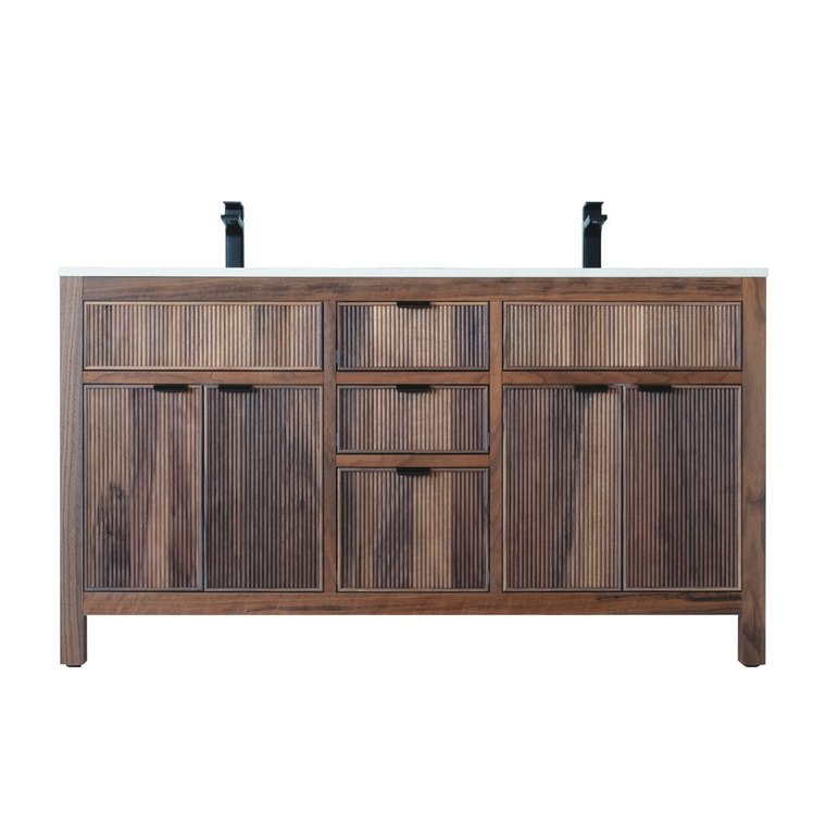 Otto Home Goods Catalina bathroom vanity, 60 inch, in Walnut