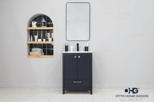 Otto Home Goods Frame vanity in Dark Gray