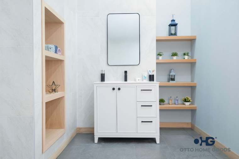 Otto Home Goods Frame bathroom vanity, 36 inch, in White
