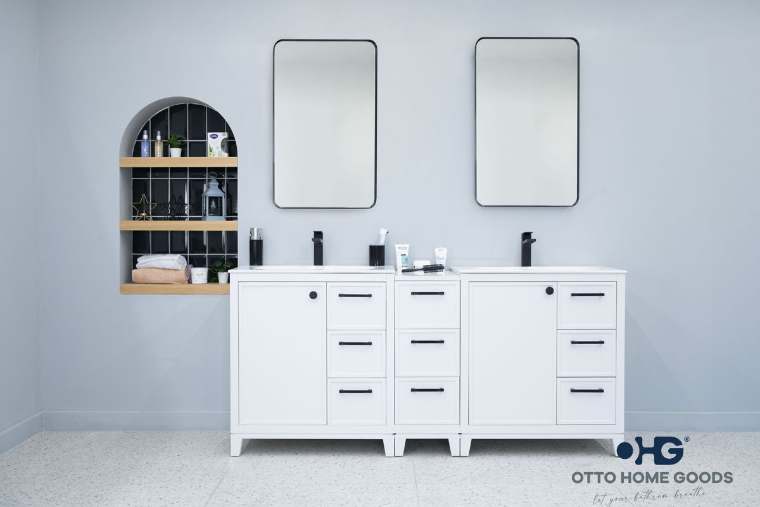 Otto Home Goods Frame bathroom vanity, 72 inch, in White