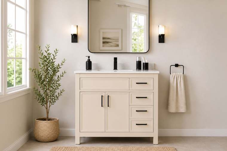 Otto Home Goods Novello bathroom vanity, 36 inch, in Beige