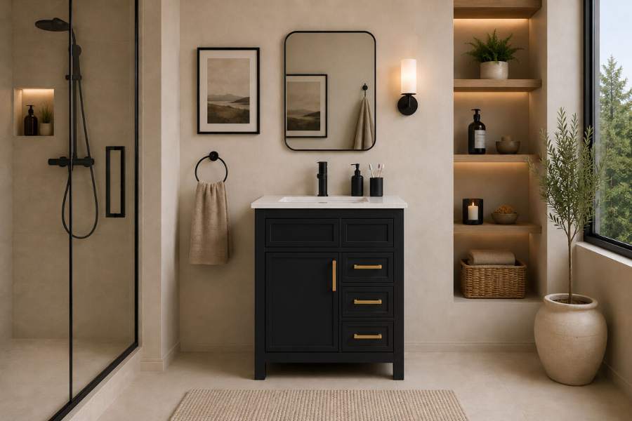 Otto Home Goods Novello vanity in Black, 30 inch