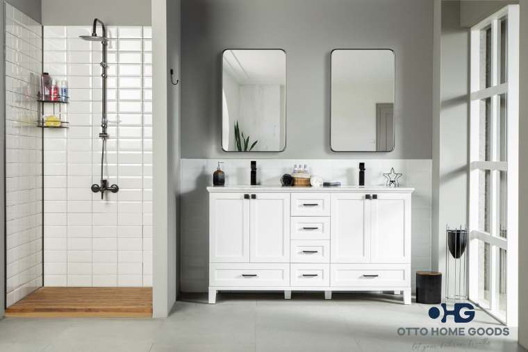 Otto Home Goods Paloma bathroom vanity, 60 inch, in White