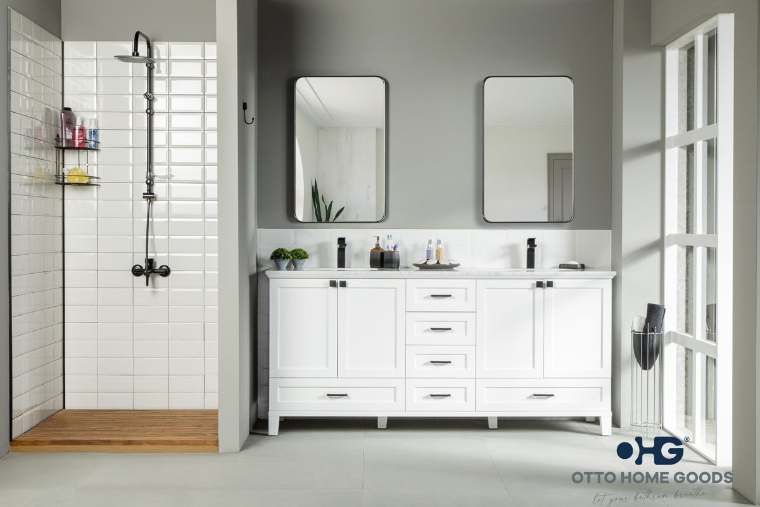 Otto Home Goods Paloma bathroom vanity, 72 inch, in White