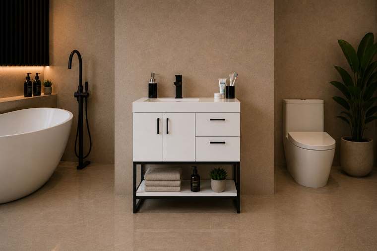 Otto Home Goods Solana bathroom vanity, 36 inch, in White