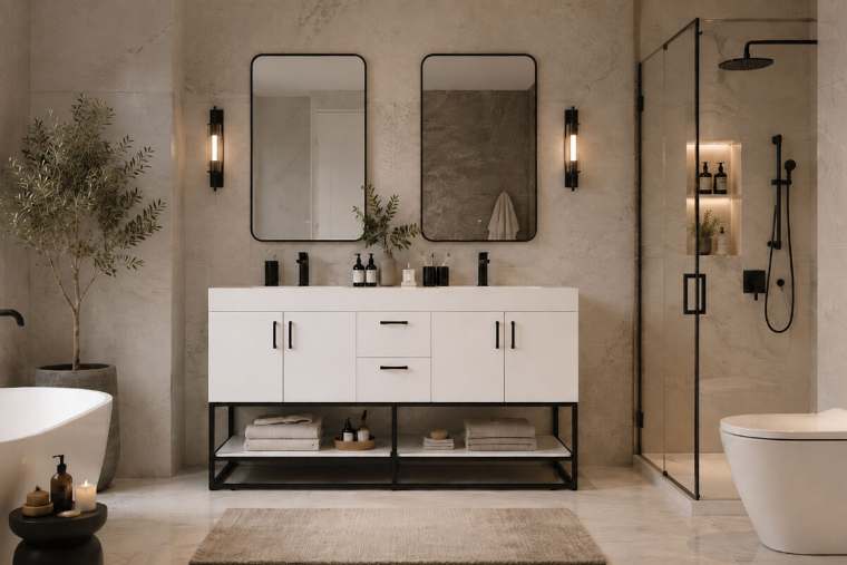 Otto Home Goods Solana bathroom vanity, 60 inch, in White