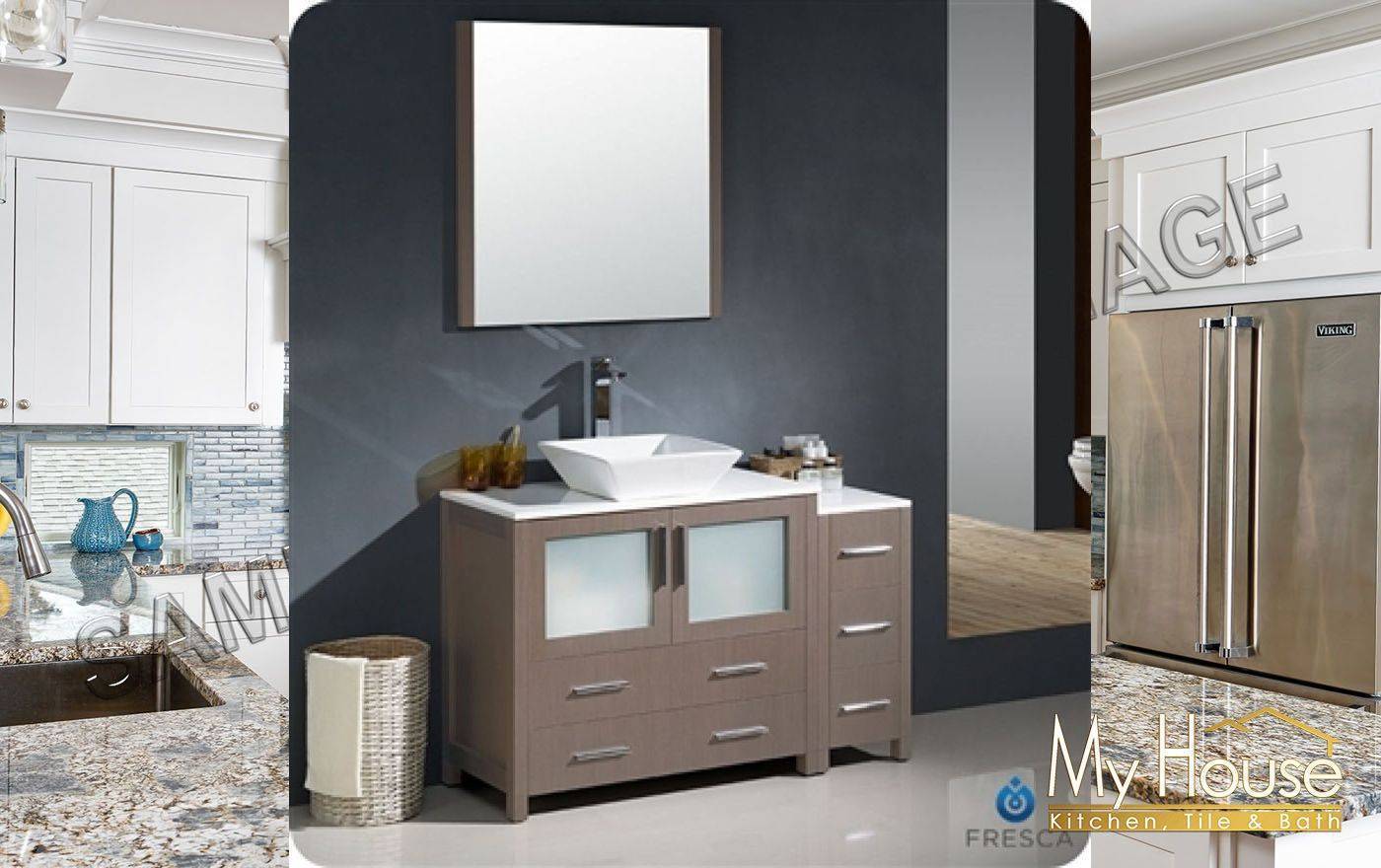 Fresca Vanities 48" (A) Vessel Torino Gray Oak