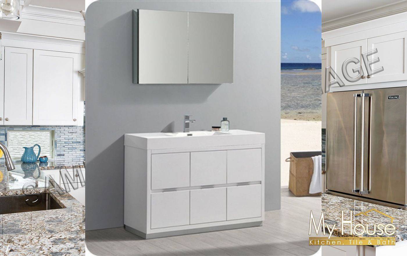 Fresca Vanities 48" Senza Valencia Glossy White