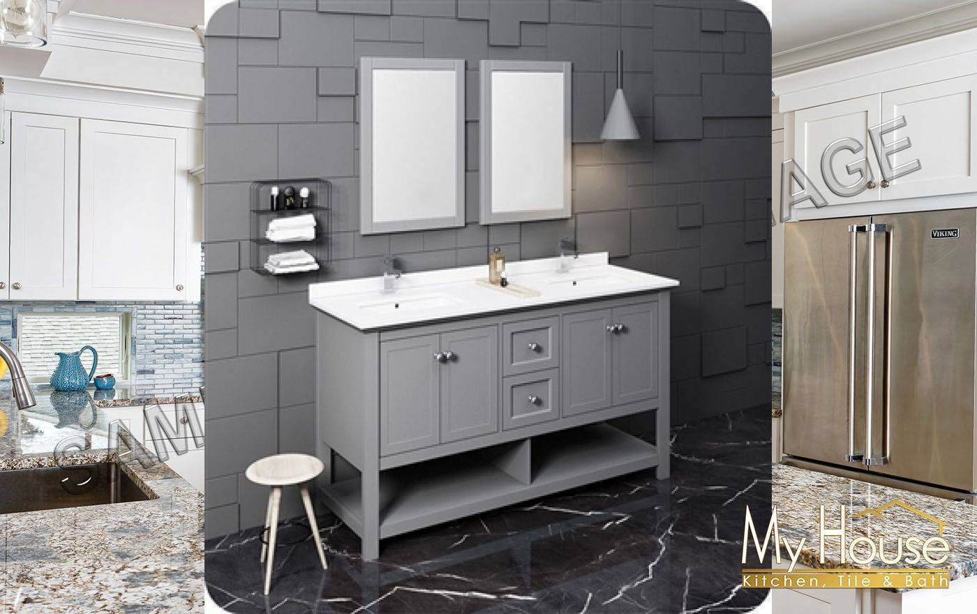 Fresca Vanities 60" Double Manchester Gray