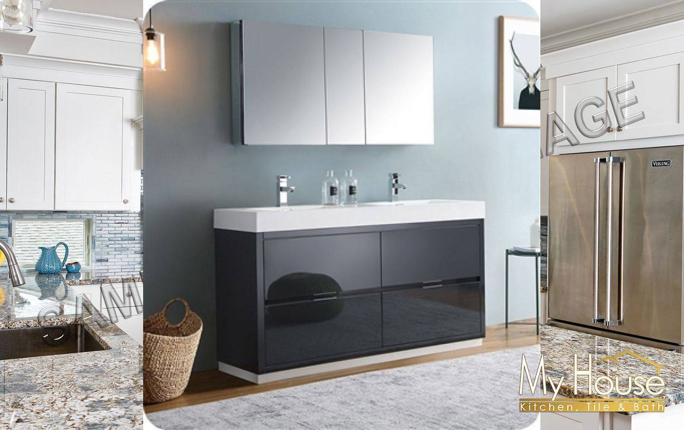 Fresca Vanities 60" Double Valencia Dark Slate Gray