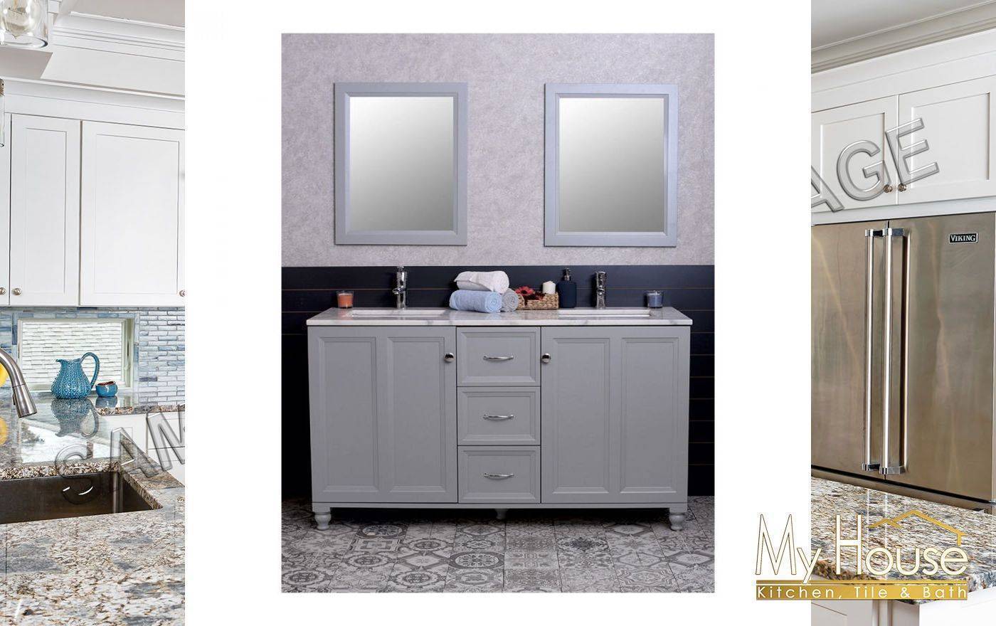 Otto Home Goods Vanities 60 Double Isabel Light Gray