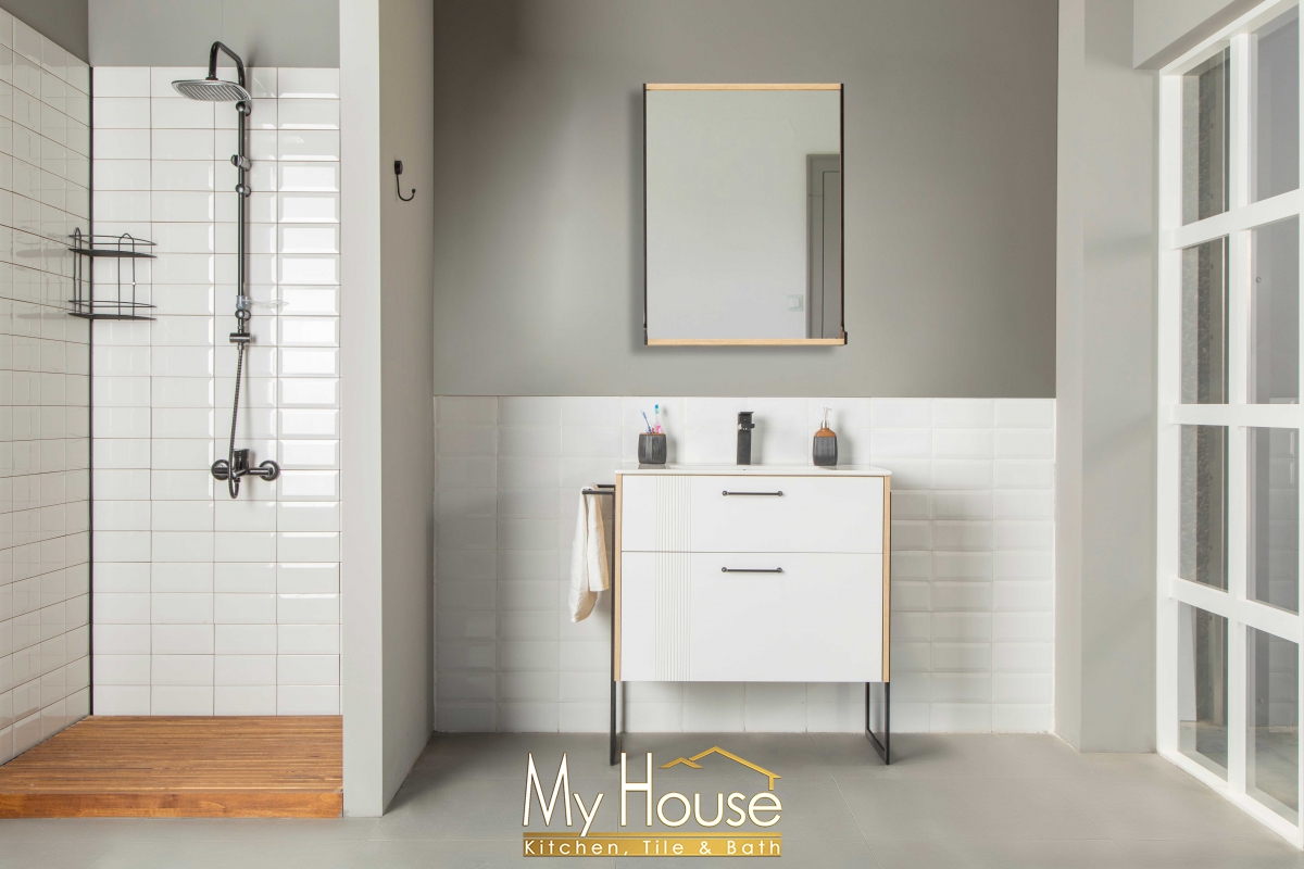 Otto Home Goods Linea 28 White And Oak Vanity