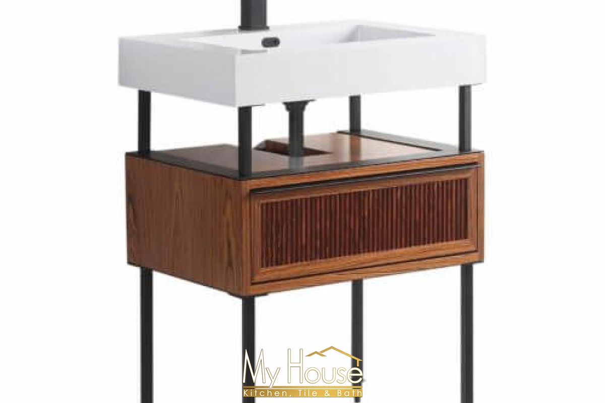 Fine Fixtures Dakota 24 Inch Teak Black Vanity