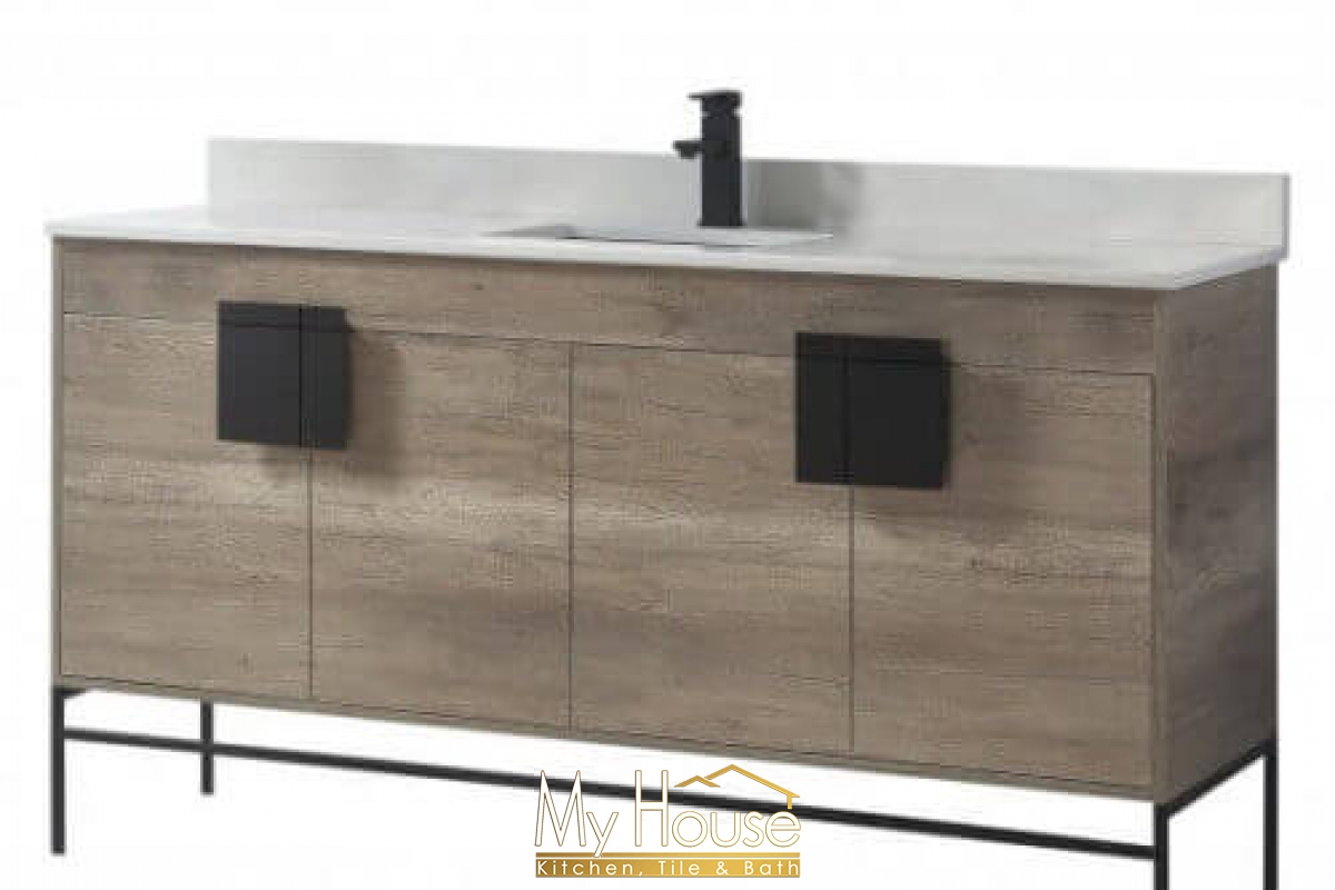 Fine Fixtures Shawbridge 60 Inch Shadow Gray Black Vanity